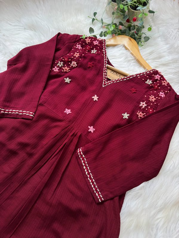✨ Premium Kota Doria Hand Detailed Anarkali Set ✨