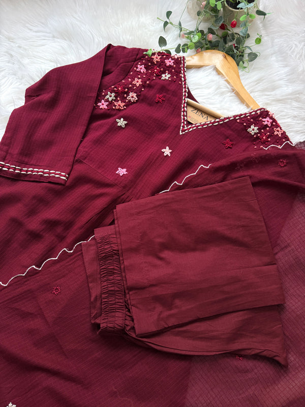 ✨ Premium Kota Doria Hand Detailed Anarkali Set ✨