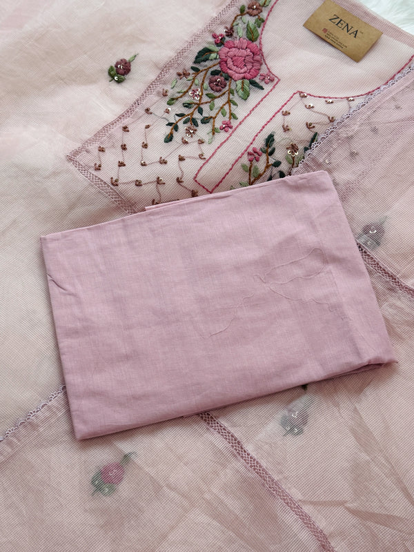 ✨ Kota Doria Hand Detailed Unstitched Suit ✨