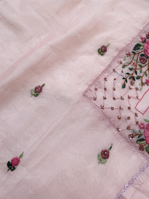 ✨ Kota Doria Hand Detailed Unstitched Suit ✨