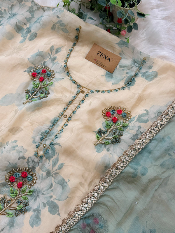 ✨ Pure Crepe Unstitched Suit with Chiffon Dupatta ✨