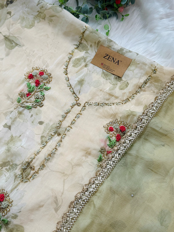 ✨ Pure Crepe Unstitched Suit with Chiffon Dupatta ✨