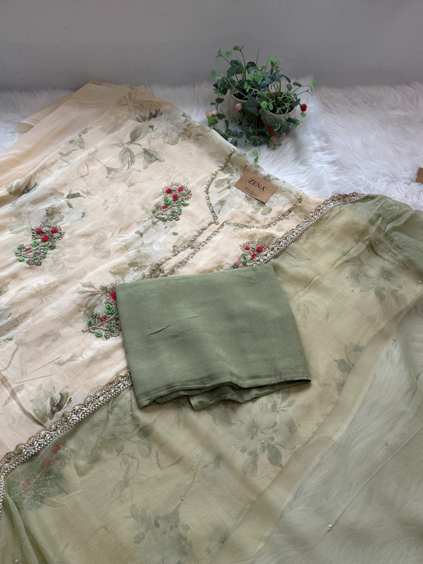 ✨ Pure Crepe Unstitched Suit with Chiffon Dupatta ✨