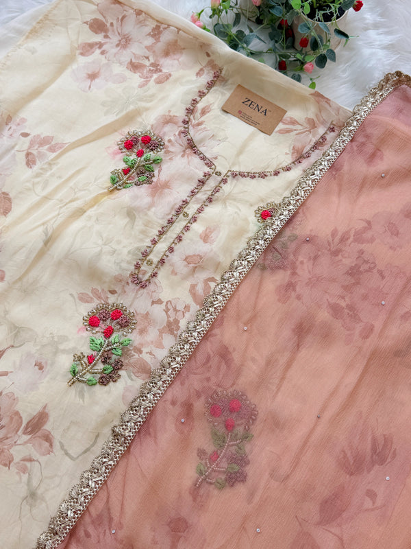 ✨ Pure Crepe Unstitched Suit with Chiffon Dupatta ✨