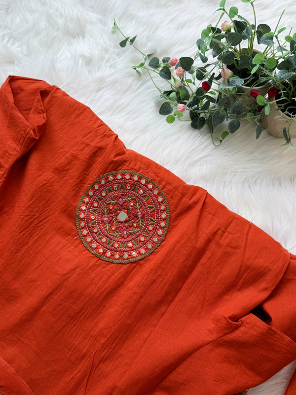 ✨ Pure Cotton Hand Detailed Anarkali Set ✨