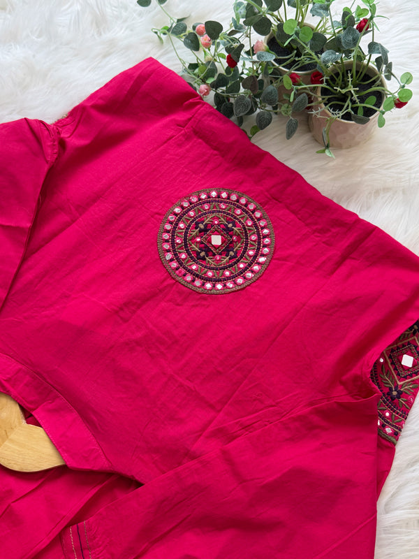 ✨ Pure Cotton Hand Detailed Anarkali Set ✨