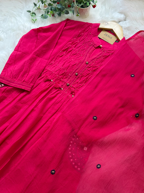 ✨ Pure Cotton Hand Detailed Anarkali Set ✨