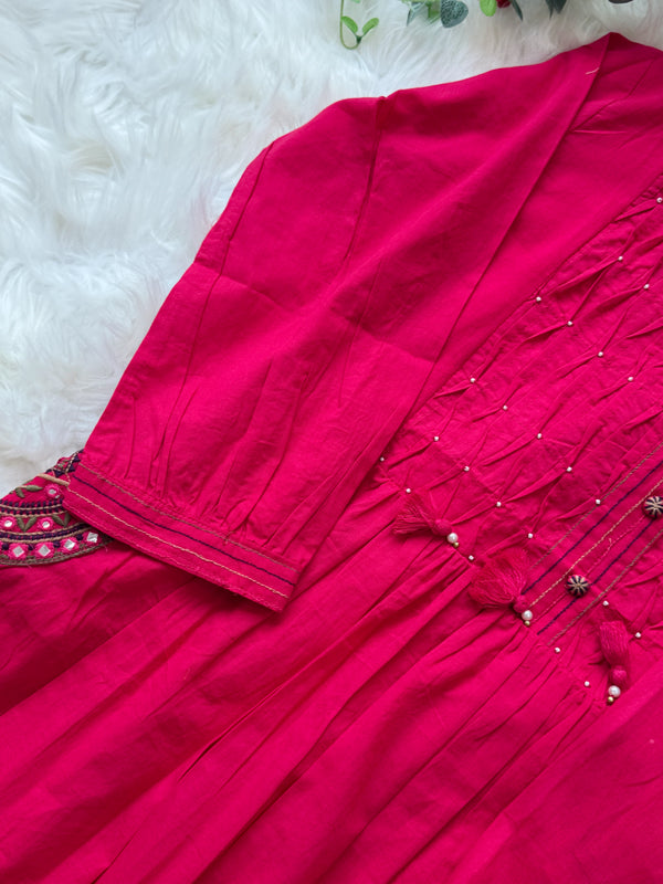 ✨ Pure Cotton Hand Detailed Anarkali Set ✨