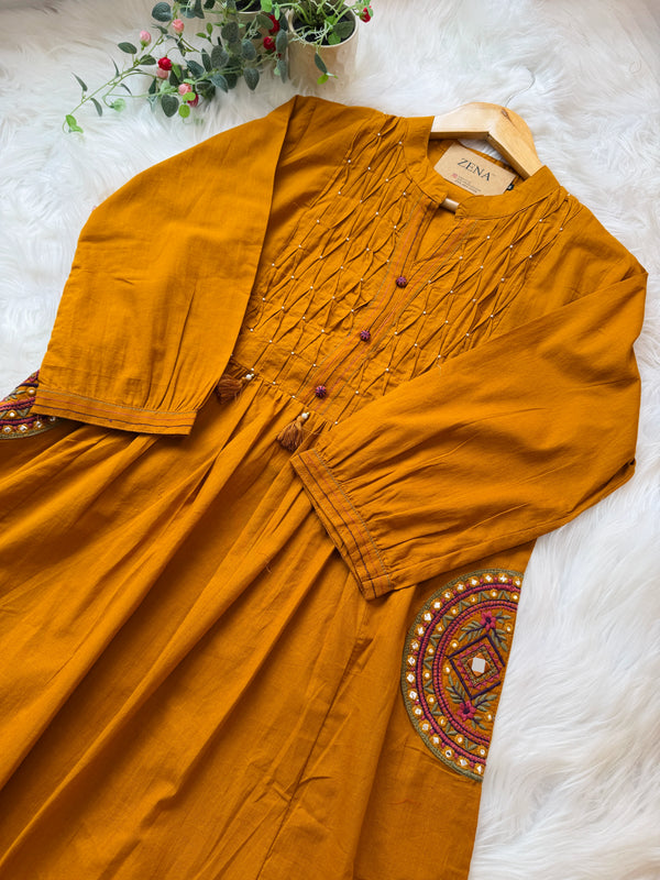 ✨ Pure Cotton Hand Detailed Anarkali Set ✨