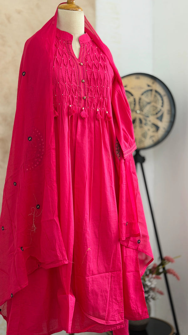 ✨ Pure Cotton Hand Detailed Anarkali Set ✨