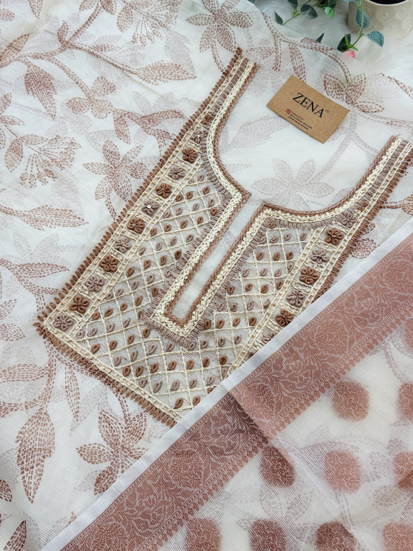 ✨ Kota Doria Hand Detailed Unstitched Suit ✨