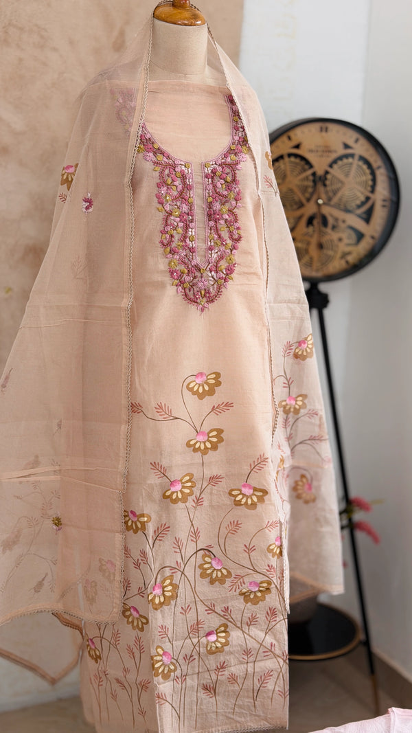 ✨ Kota Doria Hand Detailed Unstitched Suit ✨