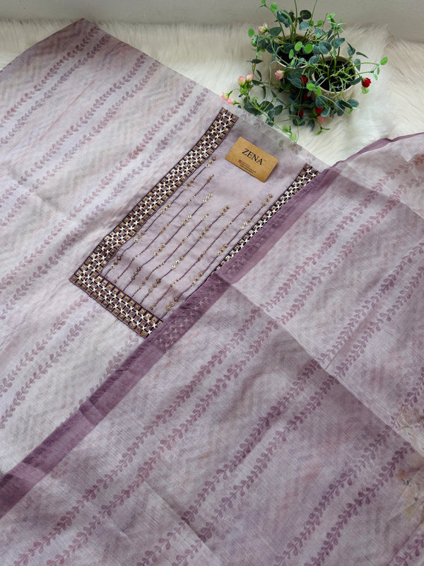 ✨ Mul Chanderi Hand Detailed Unstitched Suit ✨