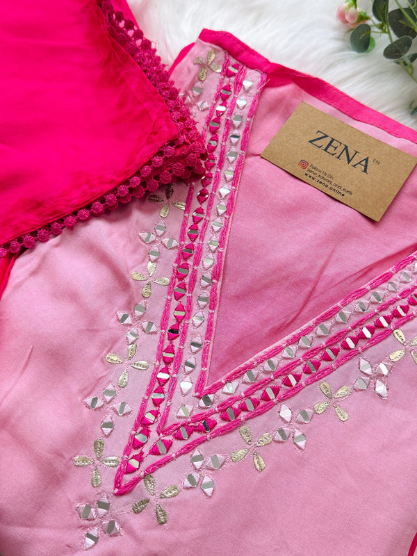 ✨ Pure Muslin Hand Detailed Semi-Stitched Suit ✨