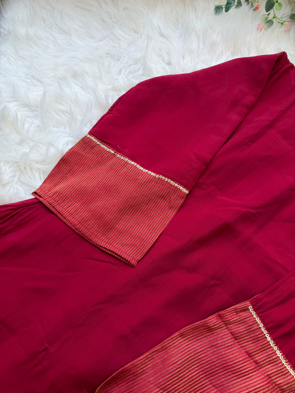 ✨ Glass Chanderi A-Line Kurti Set ✨