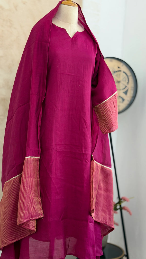 ✨ Glass Chanderi A-Line Kurti Set ✨