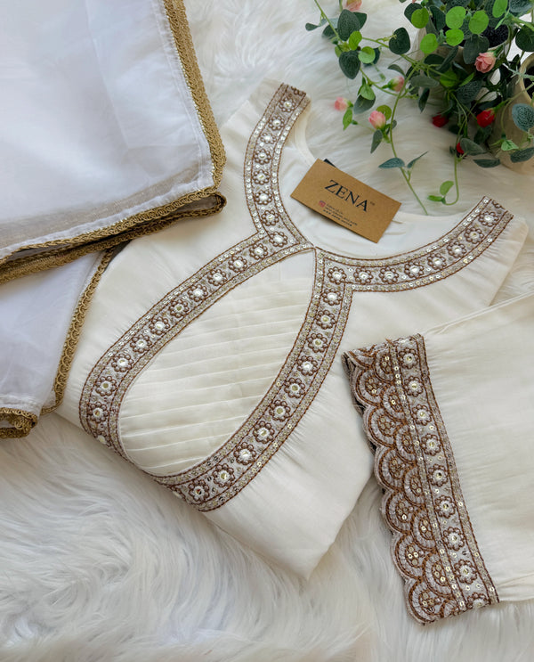 ✨ Semi Silk Mirror Work Kurti Set ✨