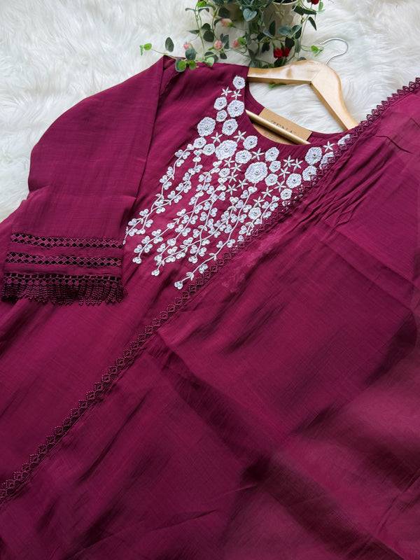 Easy Cotton Embroidered Kurti Set