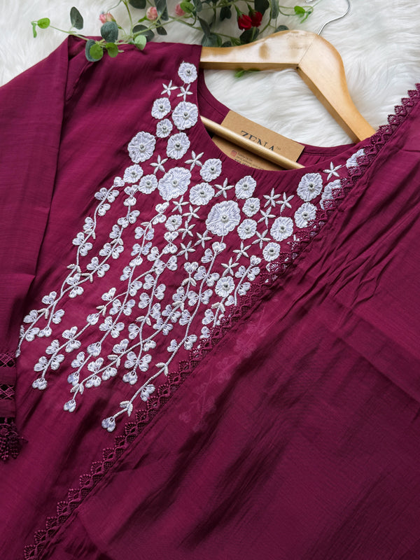 Easy Cotton Embroidered Kurti Set