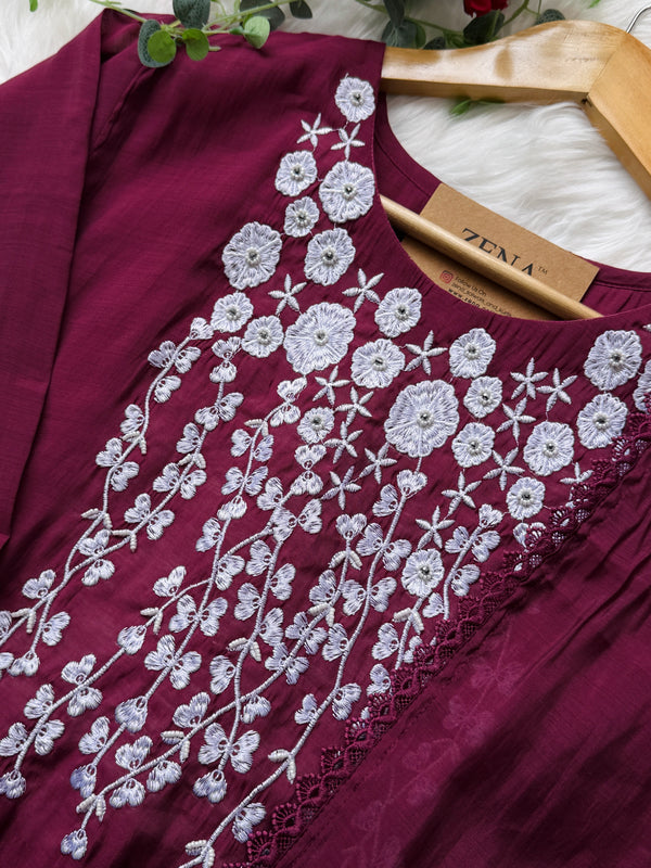 Easy Cotton Embroidered Kurti Set