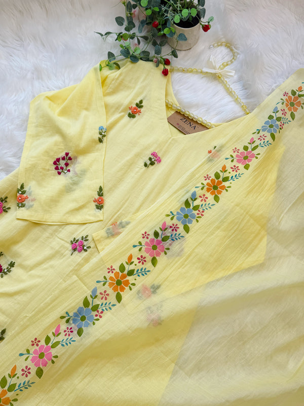 ✨ Pure Cotton Embroidered A-Line Kurti Set ✨