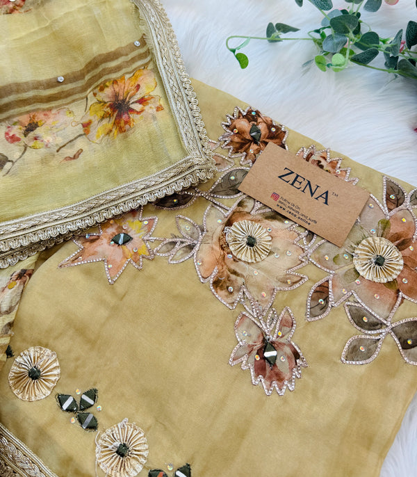 ✨ Premium Crepe Hand Detailed Unstitched Suit ✨