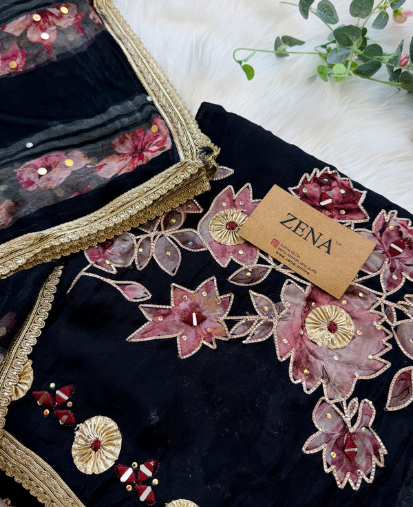 ✨ Premium Crepe Hand Detailed Unstitched Suit ✨