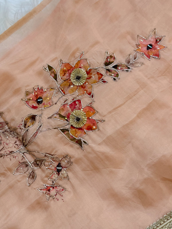 ✨ Premium Crepe Hand Detailed Unstitched Suit ✨