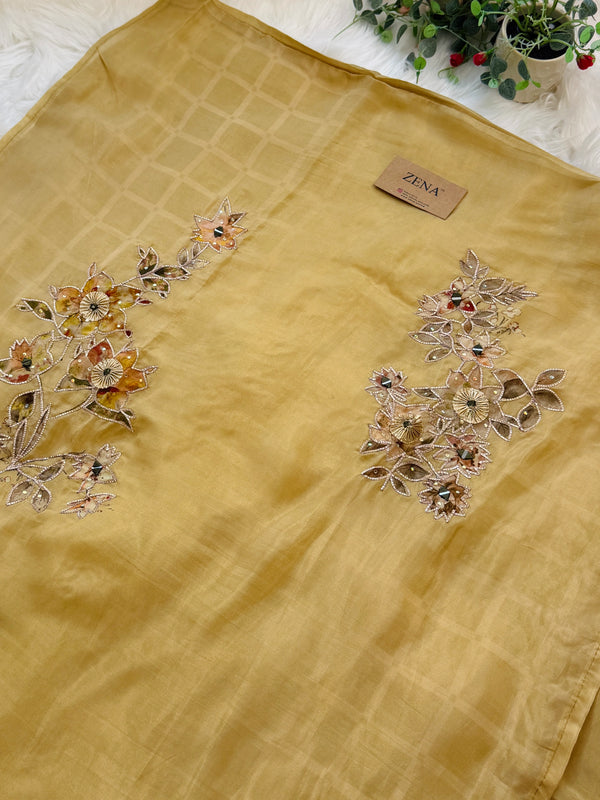 ✨ Premium Crepe Hand Detailed Unstitched Suit ✨