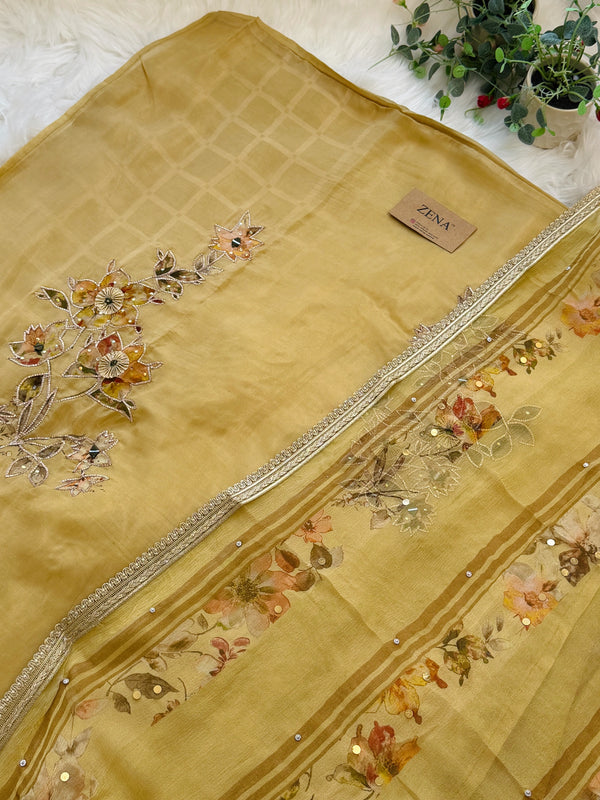 ✨ Premium Crepe Hand Detailed Unstitched Suit ✨