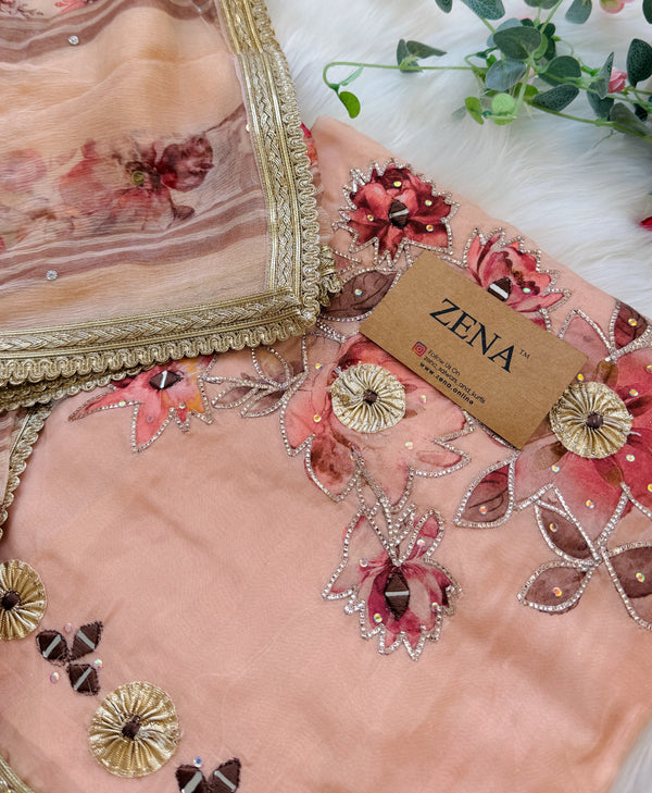 ✨ Premium Crepe Hand Detailed Unstitched Suit ✨