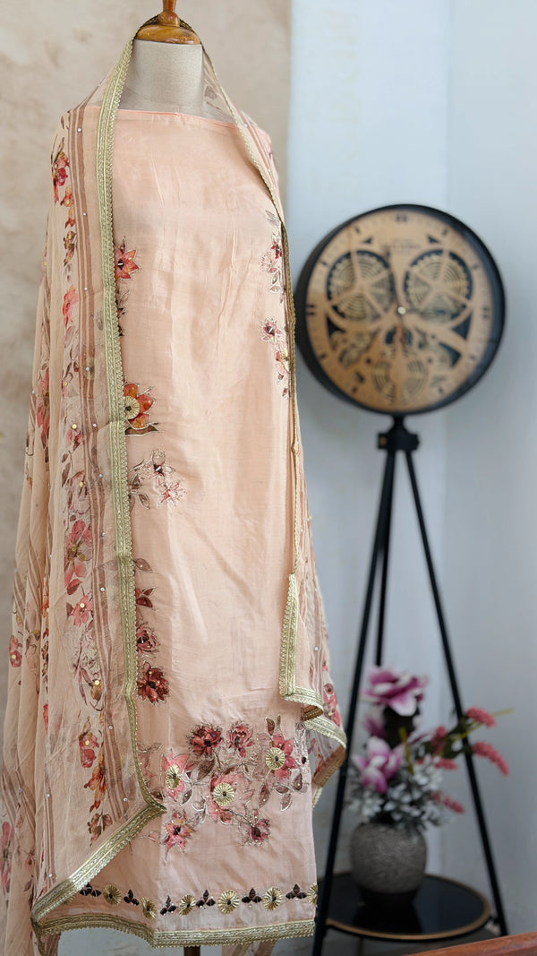 ✨ Premium Crepe Hand Detailed Unstitched Suit ✨