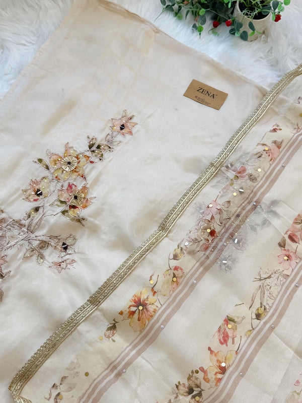 ✨ Premium Crepe Hand Detailed Unstitched Suit ✨
