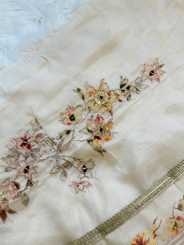 ✨ Premium Crepe Hand Detailed Unstitched Suit ✨