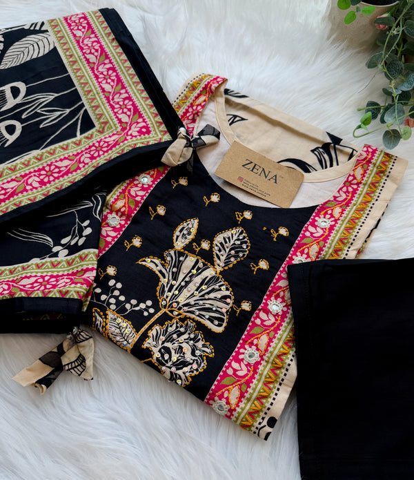 ✨ Pure Cotton Slitted Embroidered Kurti Set ✨