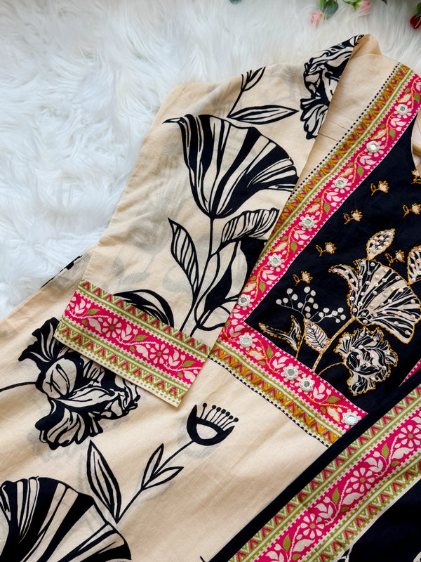 ✨ Pure Cotton Slitted Embroidered Kurti Set ✨
