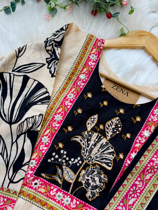 ✨ Pure Cotton Slitted Embroidered Kurti Set ✨