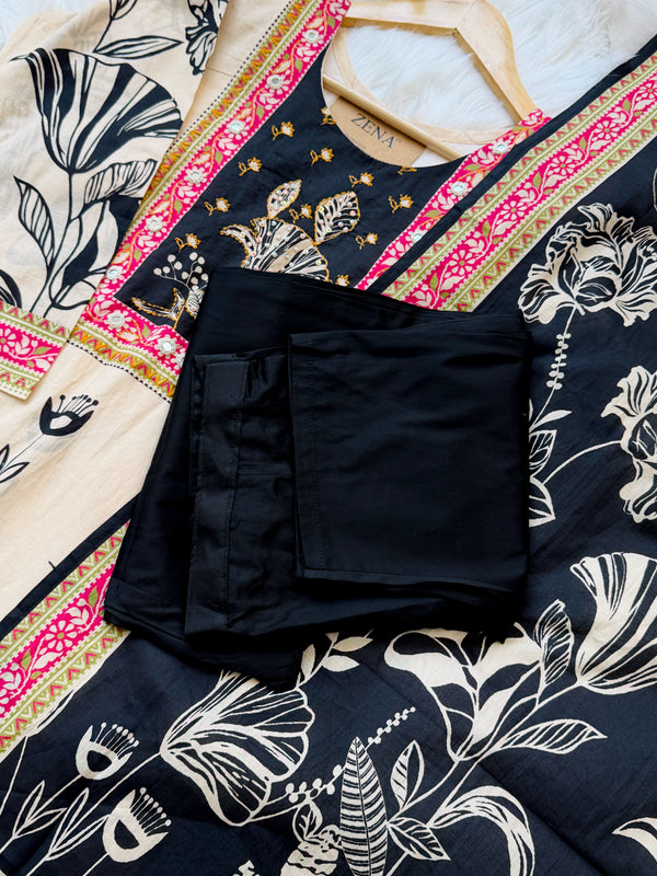 ✨ Pure Cotton Slitted Embroidered Kurti Set ✨