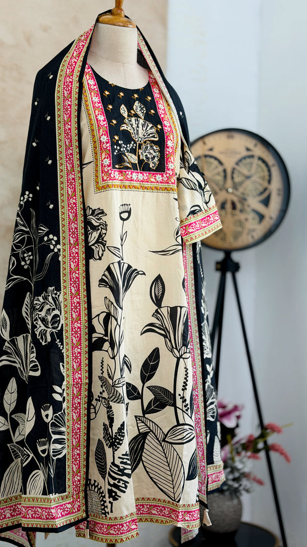 ✨ Pure Cotton Slitted Embroidered Kurti Set ✨