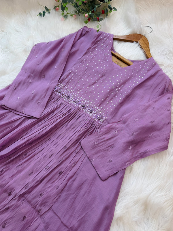 ✨ Mul Chanderi Embroidered Anarkali Set ✨