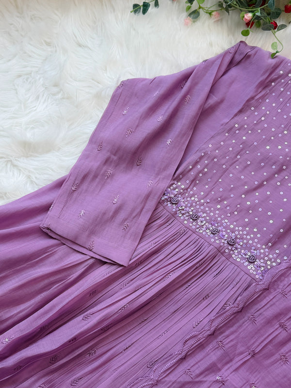 ✨ Mul Chanderi Embroidered Anarkali Set ✨