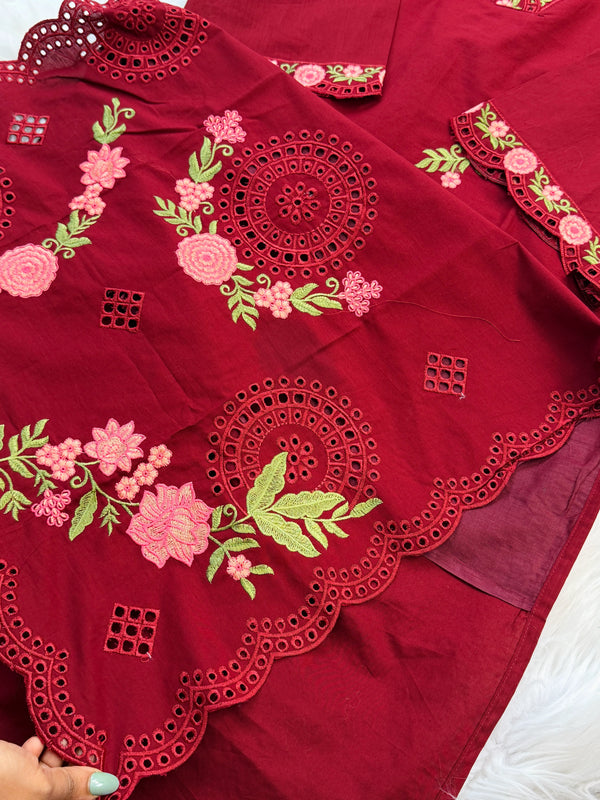 ✨ Pure Cotton Embroidered Kurti Set ✨