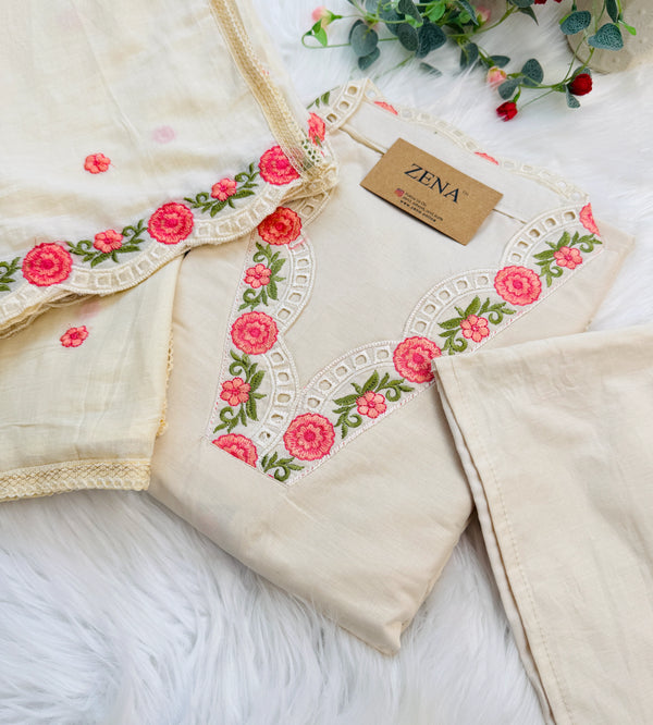 ✨ Pure Cotton Embroidered Kurti Set ✨