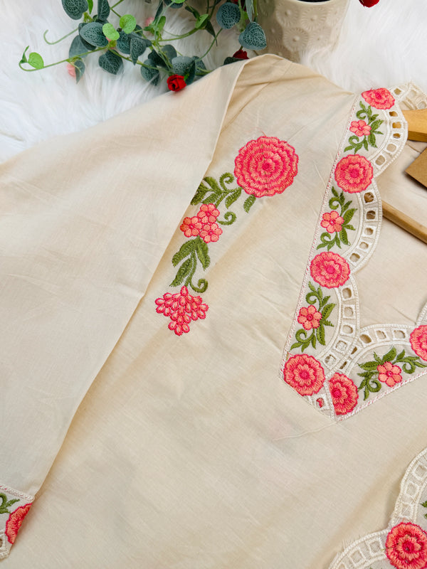 ✨ Pure Cotton Embroidered Kurti Set ✨