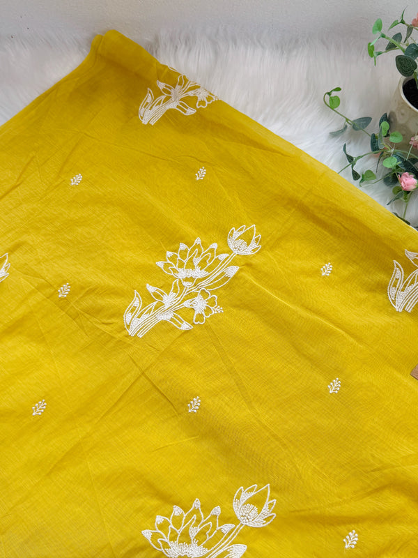 Premium Mul Chanderi embroidered unstitched suit ✨