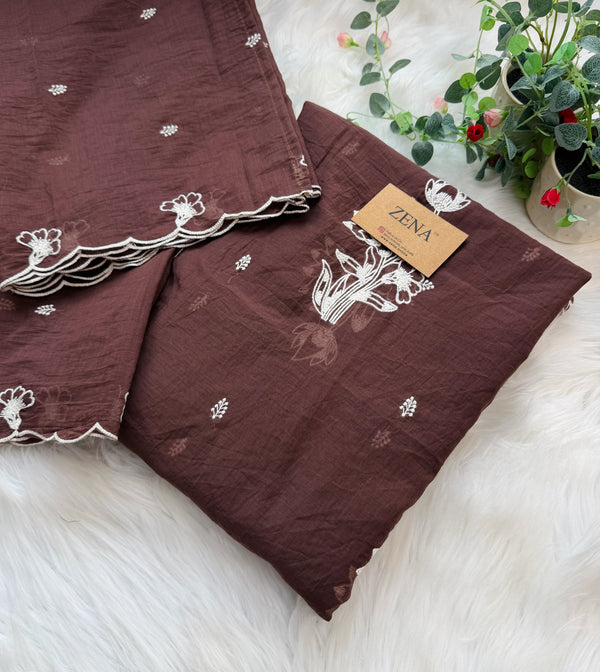 Premium Mul Chanderi embroidered unstitched suit ✨