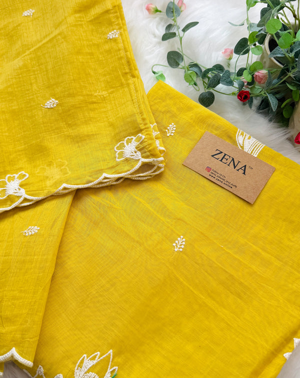 Premium Mul Chanderi embroidered unstitched suit ✨