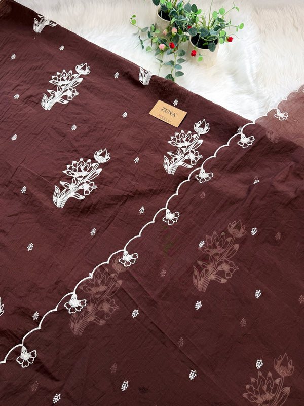 Premium Mul Chanderi embroidered unstitched suit ✨