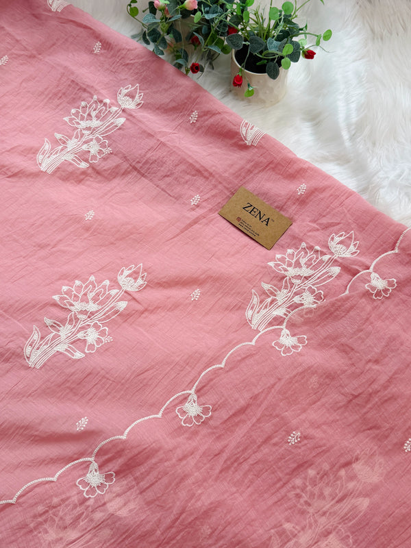 Premium Mul Chanderi embroidered unstitched suit ✨