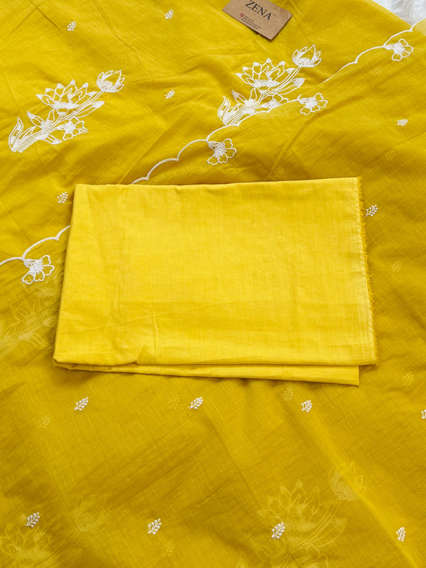 Premium Mul Chanderi embroidered unstitched suit ✨